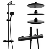 Baterie wannowe i prysznicowe - Bateria prysznicowa termostatyczna natryskowa czarna deszczownica 20 cm - Yoka - miniaturka - grafika 1