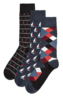 Skarpetki męskie - HS by Happy Socks męskie skarpety z kotwicą, 3-pak, 37-45 (rozmiar 41-46), wielobarwny, 37-45 EU - grafika 1