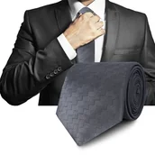 Krawaty i muchy męskie - Elegancki KRAWAT Męski Klasyczny GRAFITOWY Geometryczny M.54 Pako Jeans - miniaturka - grafika 1