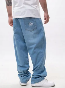 SZEROKIE Spodnie Jeansowe BAGGY Męskie Niebieskie HAFTY Lucky Dice LD L - Spodnie męskie - miniaturka - grafika 1