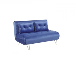 Sofa welurowa rozkładana 2-osobowa granatowa VESTFOLD - Sofy i kanapy - miniaturka - grafika 6