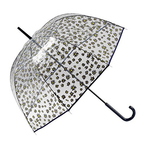 Gotta Parapluie cloche femme przezroczysty - resistant au vent Fleurs kratki parasol, 91 cm, szary (Gris)