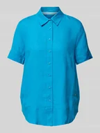 Koszule damskie - Bluzka lniana w jednolitym kolorze - miniaturka - grafika 1