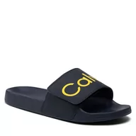 Klapki i japonki damskie - Calvin Klein Klapki JEANS - Pool Slide Adj HM0HM00454 Navy/Magnetic Yellow 0G9 - miniaturka - grafika 1