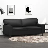 Sofy i kanapy - Lumarko 2-osobowa sofa, czarna, 140 cm, sztuczna skóra  - miniaturka - grafika 1