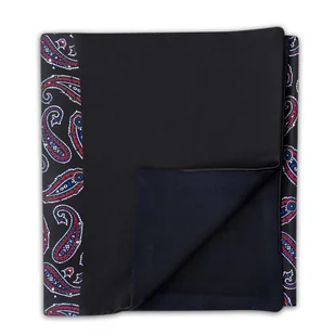 Elegancki czarny szal do płaszcza w bordowo-granatowy wzór - paisley L19 - Płaszcze damskie - miniaturka - grafika 1