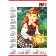 Kalendarze - Kalendarz jednoplanszowy 2019 Dziewczynka - Plakat Polski - miniaturka - grafika 1