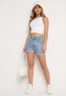 Spodenki damskie - Niebieskie Jeansowe Szorty z Bawełny z Wysokim Stanem Vimaria - miniaturka - grafika 1