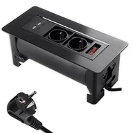 Gniazdka elektryczne - LEDart Spacetronik Spacetronik Metalowe Blatowe Obrotowe z 2x USB Spacetronik SPS-O24B 5903031019551 - miniaturka - grafika 1