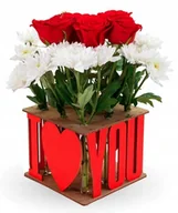 Puzzle - DREWNIANE PUZZLE 3D WAZON DEKORACYJNY KOCHAM CIĘ LOVE Z KWIATAMI ZESTAW DIY - miniaturka - grafika 1