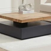 Ławy i stoliki kawowe - Stolik kawowy KYRIA - 1 szuflada i obrotowy blat - MDF - Kolor: Antracytowy i dębowy - miniaturka - grafika 1