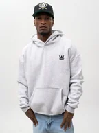 Bluzy męskie - Bluza Z Kapturem Oversize Męska Szara / Czarna Jigga Wear Crown XXL - miniaturka - grafika 1