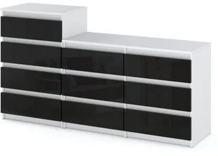 Komoda 10 Szuflad Meblościanka Rtv Pojemna Szafka 160cm Biały Czarny Połysk - Szafki RTV - miniaturka - grafika 1