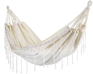 Dwuosobowy hamak ogrodowy bujak huśtawka leżak 200x150cm boho beżowy - Hamaki - miniaturka - grafika 1