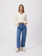 Spodnie damskie - Reserved - Jeansy straight leg z przeszyciami - niebieski - miniaturka - grafika 1