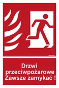 Systemy ekspozycyjne i znaki informacyjne - BC054 DRZWI PRZECIWPOŻAROWE. ZAWSZE ZAMYKAĆ! PRAWOSTRONNE, KS - FOLIA PODŁOGOWA FOTOLUMINESCENCYJNA; (500X740MM) - miniaturka - grafika 1