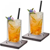 Noże kuchenne - Zestaw 2 szklanek termicznych z podstawkami mira 350 ml kod: G-00205 - miniaturka - grafika 1