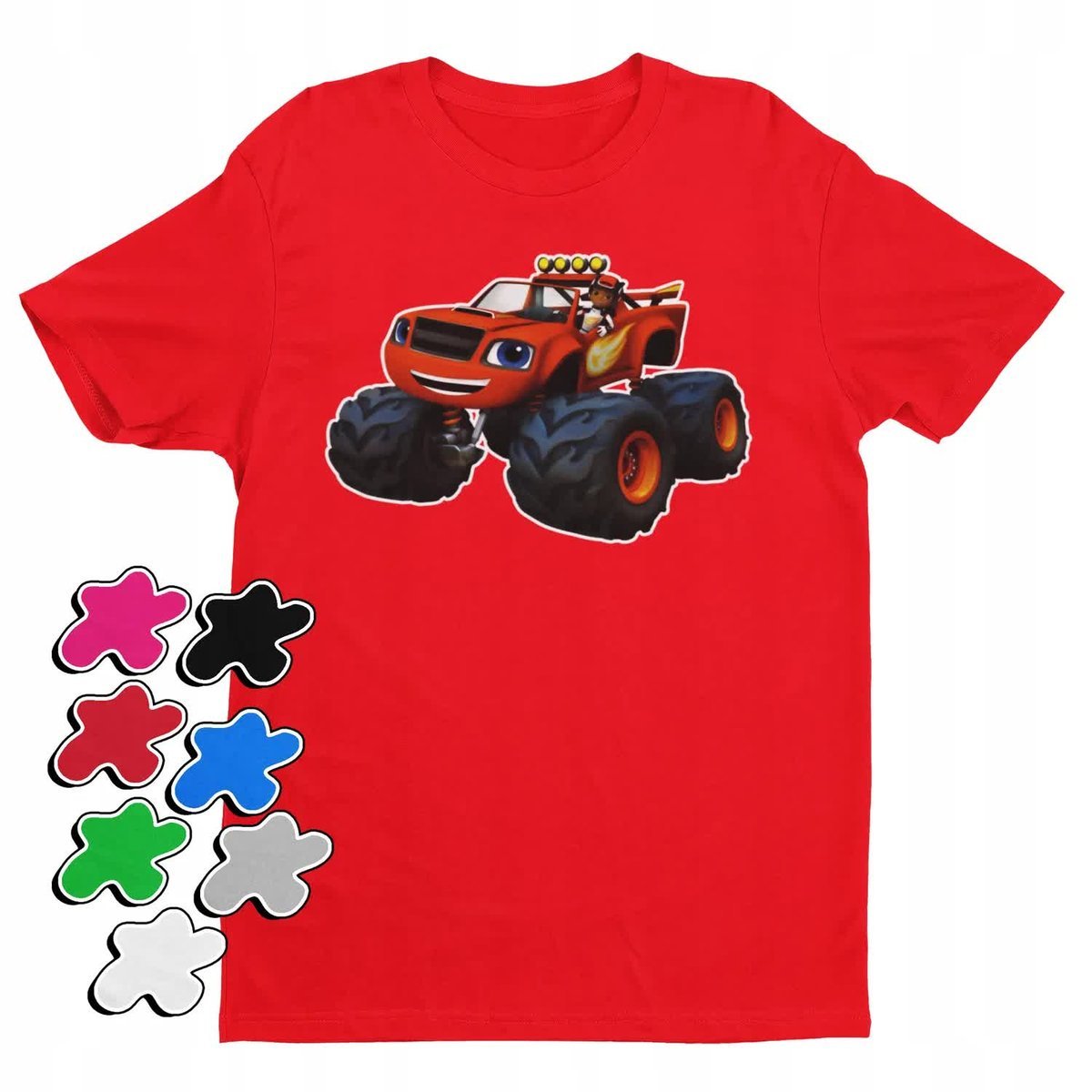 Koszulka T-Shirt Dziecięca Z Nadrukiem Blaze Mega Maszyny Auta -M 134-140