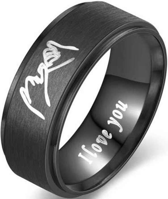 Czarny Pierścień Dla Pary I Love You Dla Niej i Dla Niego Stal Szlachetna