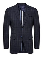 Marynarki męskie - SELETED HOMME Męska marynarka Slhslim-Oasis Linen Navy Chk BLZ B Noos, Navy Blazer/Checks: check, 42 - miniaturka - grafika 1