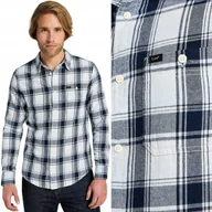 Koszule męskie - Lee LEESURE SHIRT Cloud NIEBIESKA BAWEŁNIANA KOSZULA W KRATĘ FLANELA L - miniaturka - grafika 1