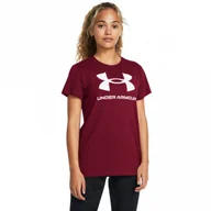 Koszulki sportowe damskie - Damski t-shirt z nadrukiem Under Armour UA Rival Logo SS - czerwony - UNDER ARMOUR - miniaturka - grafika 1