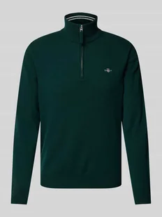 Sweter z dzianiny z wyhaftowanym logo model ‘SUPERFINE’ - Swetry męskie - miniaturka - grafika 1