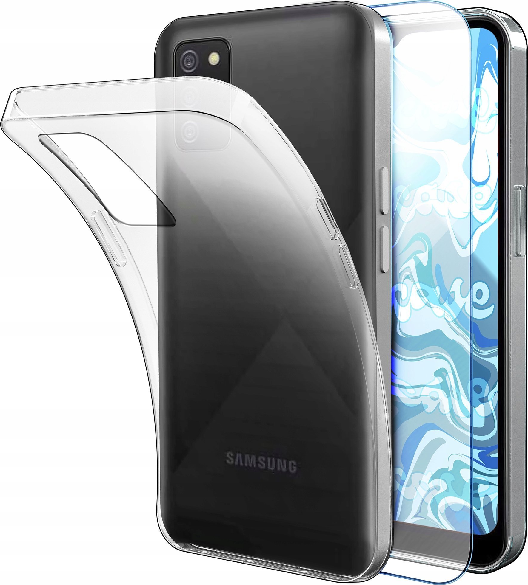 Etui Do Samsung Galaxy A02s Przezroczyste, Silikonowe, Ochronne Szkło