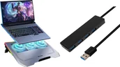 Podkładki chłodzące pod laptopa - Podstawka chłodząca Mozos Podstawka chłodząca Mozos LS6-RGB + HUB USB AC-HUB360 - miniaturka - grafika 1
