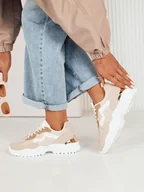 Sneakersy damskie - Sneakersy damskie PERNES beżowe Dstreet ZY0482-37 - miniaturka - grafika 1