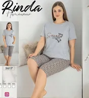 Piżamy damskie - Piżama damska bawełniana z krótkim rękawem na lato XL szara - miniaturka - grafika 1