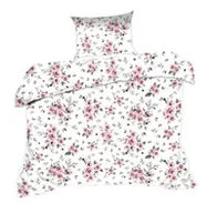 Pościel - Extrapościel Pościel bawełniana 140x200 kwiaty biała różowa 1436N Classic - miniaturka - grafika 1