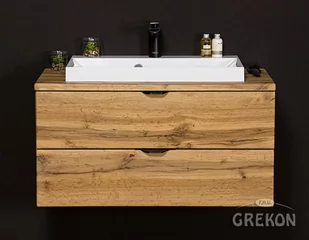 Szafka łazienkowa wisząca z umywalką nablatową dąb naturalny 80 cm Victa Gante - Szafki łazienkowe - miniaturka - grafika 1