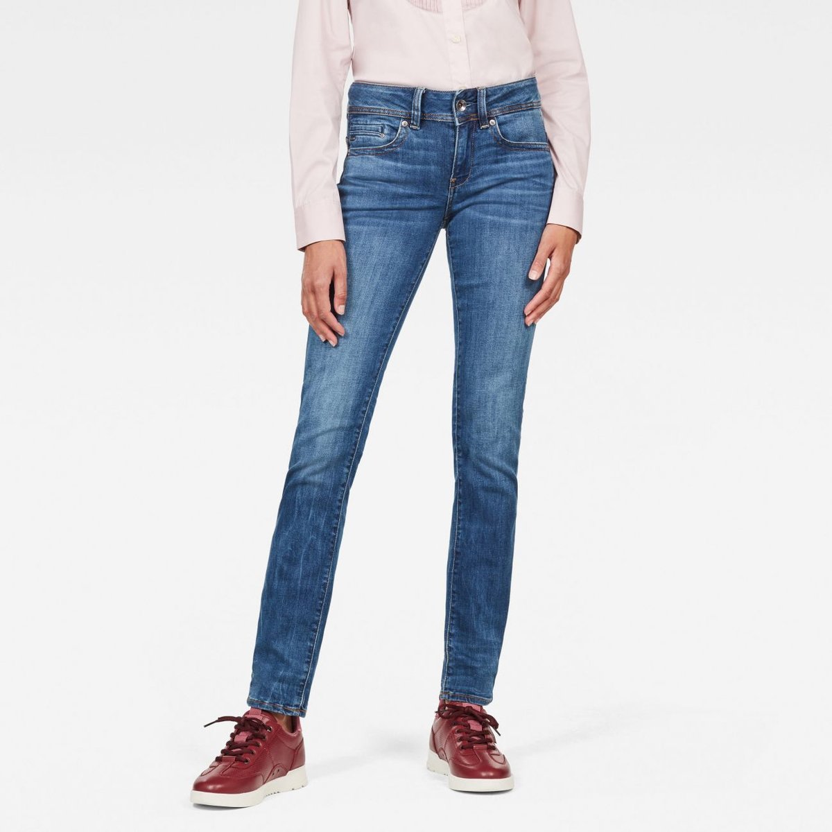 jeansy damskie g-star d07145 8968 midge mid straight 6028 medium indigo aged