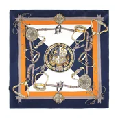 Apaszki i szaliki męskie - Wielokolorowa apaszka z jedwabiu niebiesko - pomarańczowa - miniaturka - grafika 1