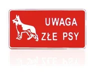 Tablice i flipcharty - Tabliczka 15*29Cm Uwaga Złe Psy - miniaturka - grafika 1