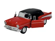 Samochody i pojazdy dla dzieci - WELLY OLD TIMER 1957 CHEVROLET BEL AIR CZERWONY Z DACHEM 1:34 SAMOCHÓD NOWY METALOWY MODEL 42357 - miniaturka - grafika 1