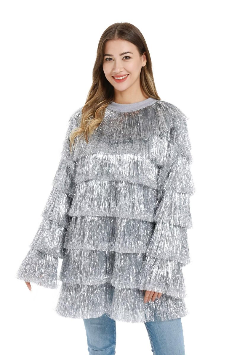 Sweter Świąteczny na Boże Narodzenie Zabawny Unisex Srebrna Choinka 2XL/3XL