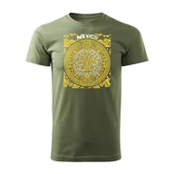 Koszulki męskie - Koszulka meksykańska kalendarz majów z kalendarzem majów męska khaki REGULAR-XL - miniaturka - grafika 1
