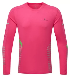 Koszulki sportowe męskie - RONHILL Koszulka biegowa męska TECH AFTERHOURS L/S TEE różowa - grafika 1