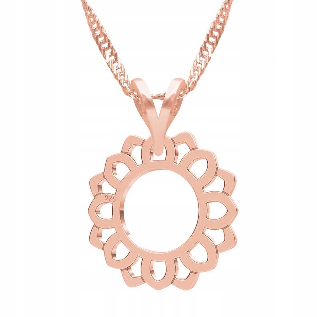 Naszyjnik Pozłacany z Rozetą Kwiatem Ażur Kwiat Rozetka Ażurowy SREBRO 925