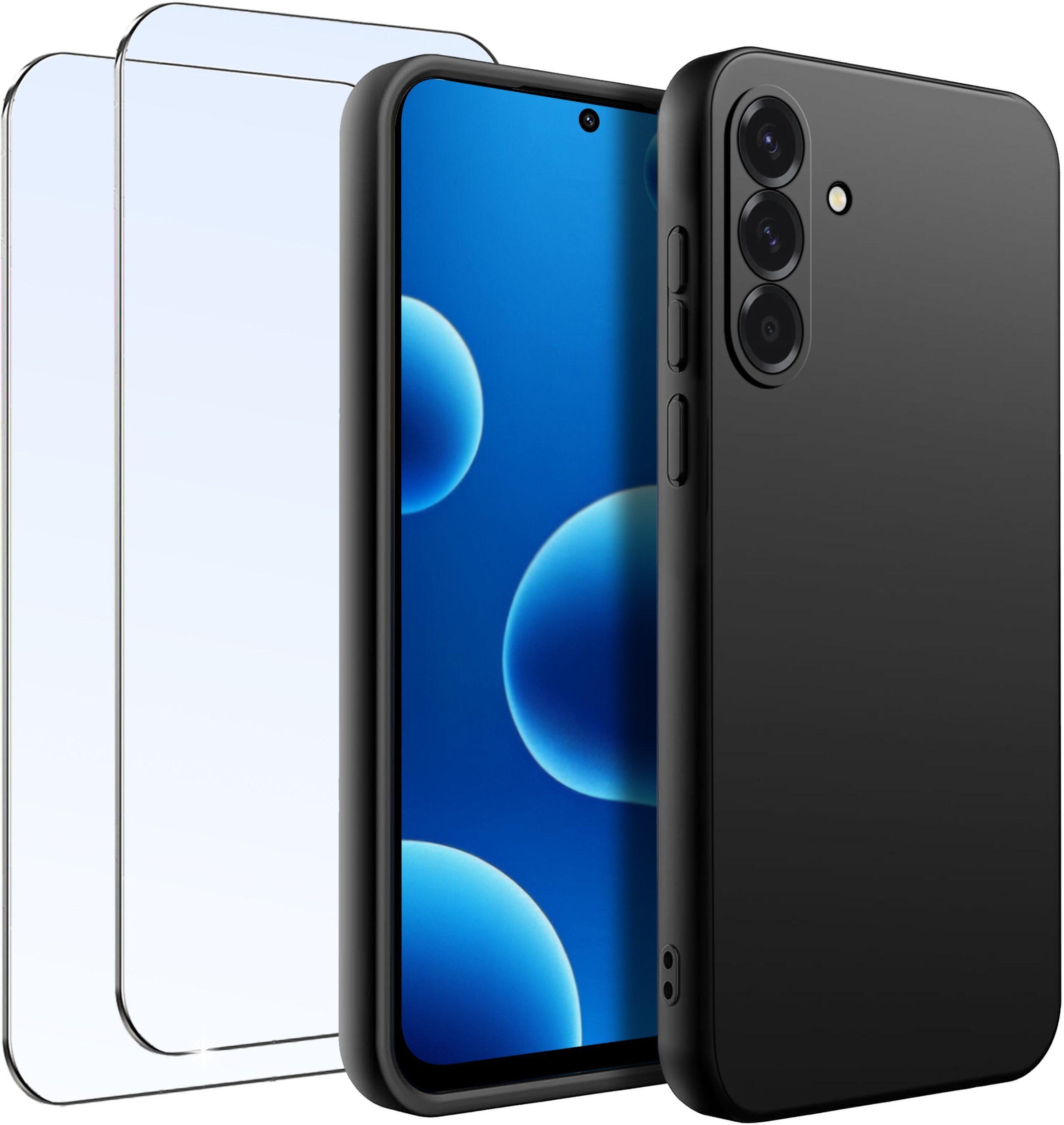 ZESTAW Etui do Samsung A36 5G Matowe Czarne Silikon 2 SZTUKI SZKŁO