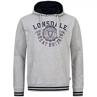 Bluzy męskie - Lonsdale Męska bluza z kapturem Daccombe, Marl Grey/Navy, S - miniaturka - grafika 1