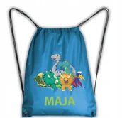 Plecaki worki - Niebieski Worek Plecak Szkolny Dinozaury Dino - miniaturka - grafika 1