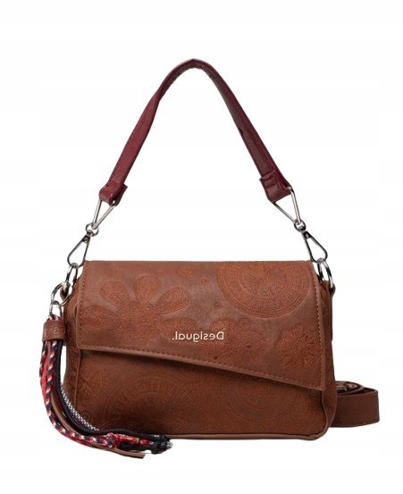 DESIGUAL TOREBKA DAMSKA BRĄZOWA MAŁA Z FRĘDZLAMI 22.5 x 17 x 10.5 1I4A