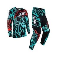 Odzież motocyklowa - Leatt 3.5 Zebra Zestaw koszulek i spodni Motocross, Black/Green, L - miniaturka - grafika 1