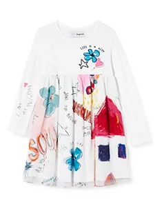 Desigual Sukienka dziewczęca Vest_Zamora, biały, 7-8 - Sukienki - miniaturka - grafika 1