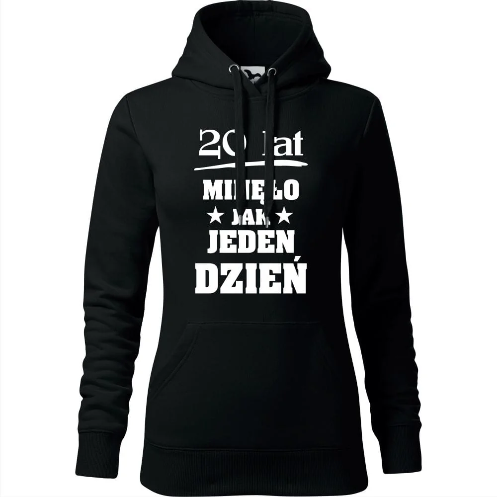Damska Bluza Z Kapturem - 20 Lat Minęło Jak Jeden Dzień Czarny 2xl