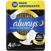 Podpaski - Podpaski ALWAYS Ultra Secure Night Rozmiar 4 (36 sztuk) - miniaturka - grafika 1
