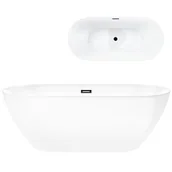 Wanny - Wanna akrylowa, wolnostojąca Olvena Corsan 160 cm korek klik-klak grafit - miniaturka - grafika 1